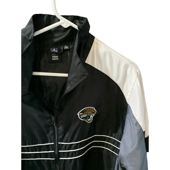 NFL Carolina Panthers Mens Size Large Full Zip WIndbreaker Jacket Coat Black Gra - Picture 2 of 4
